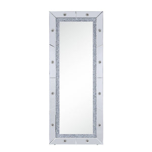 Noralie - Accent Floor Mirror - Mirrored & Faux Diamonds - 26-'-'L x 63-'-'H<br/><br/><b>Product Features</b><ul><li>Accent Floor Mirror</li><li>Hollywood Lighted Mirror (Bulb Not Included)</li><li>Rectangular Shape</li><li>Beveled Mirrored Frame</li><li>