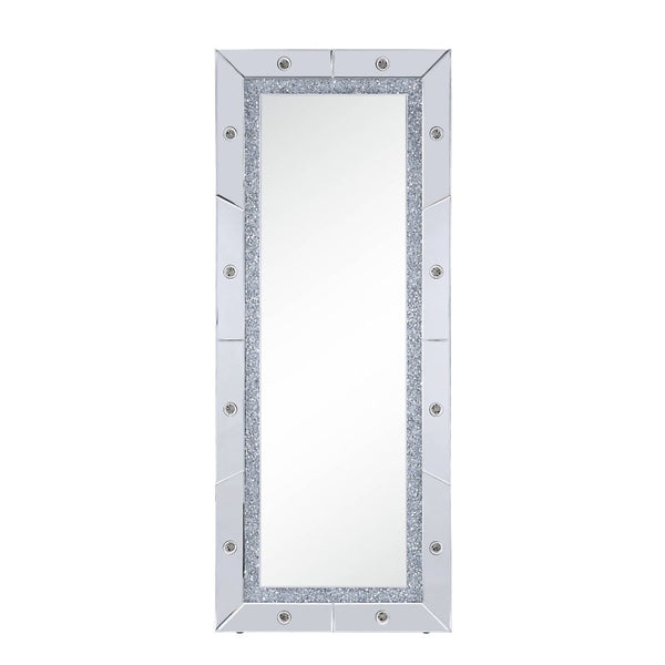 Noralie - Accent Floor Mirror - Mirrored & Faux Diamonds - 26-'-'L x 63-'-'H<br/><br/><b>Product Features</b><ul><li>Accent Floor Mirror</li><li>Hollywood Lighted Mirror (Bulb Not Included)</li><li>Rectangular Shape</li><li>Beveled Mirrored Frame</li><li>