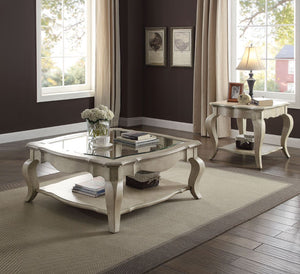 This Chelmsford collection classic country style sofa set is delightful and attractive in your living room. Featuring sturdy glass top, lower shelf for storage, and durable wood frame with carved detailing and cabriole legs, the coffee table brings both e