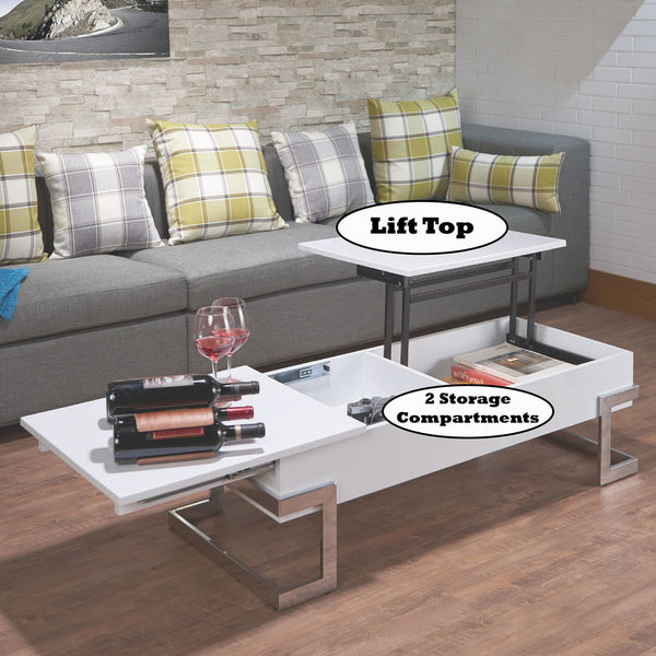 Calnan - Coffee Table - White & Chrome