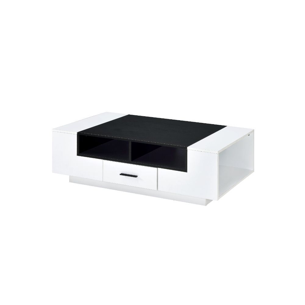 Showcasing a clean-lined elegant design, this Armour coffee table will be a perfect station in front of a loveseat or a cozy seating group. Expertly crafted with selected veneers, and engineered woods, features a white finish that brimmed with contemporar