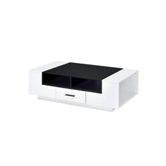 Showcasing a clean-lined elegant design, this Armour coffee table will be a perfect station in front of a loveseat or a cozy seating group. Expertly crafted with selected veneers, and engineered woods, features a white finish that brimmed with contemporar