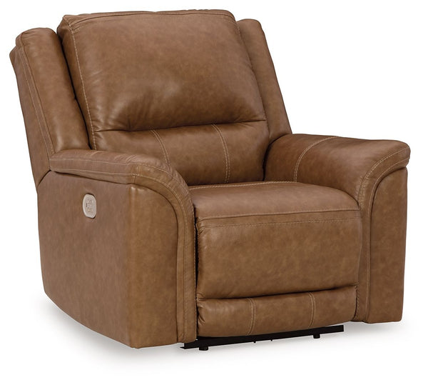 This power recliner delivers comfort and contemporary style in a big (but not bulky) way. Its supple leather and faux leather upholstery, sumptuous cushioning and one-touch control are sure to take you to your happy place. The chair-'s power adjustable he