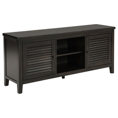 Upgrade your entertainment space with this stylish 60-inch TV stand, designed to accommodate TVs up to 65 inches. With two louvered doors, it combines classic charm with modern functionality, offering concealed storage for media equipment and accessories.