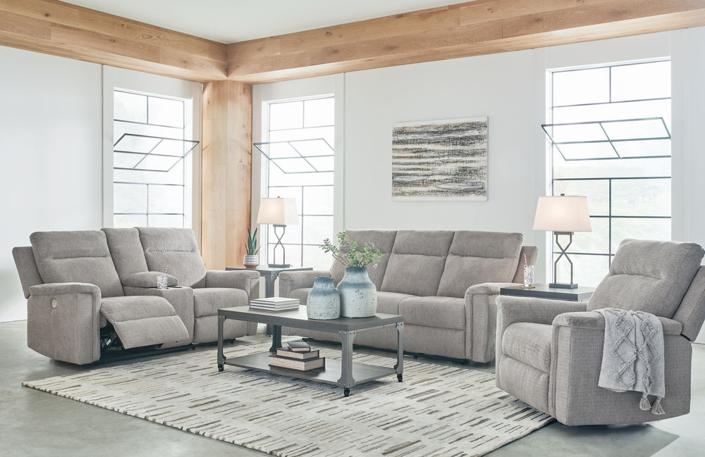 The ability to go from fully upright to relaxed and stretched out, all at the touch of a button, awaits. A beautiful blend of plush upholstery and casual style, the Barnsana power reclining living room set invites you to sink into ultimate comfort. Whethe