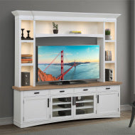 Americana Modern - Cotton 92 In. TV Console with Hutch and LED Lights