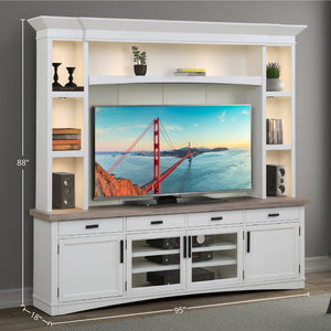 Americana Modern - Cotton 92 In. TV Console with Hutch and LED Lights