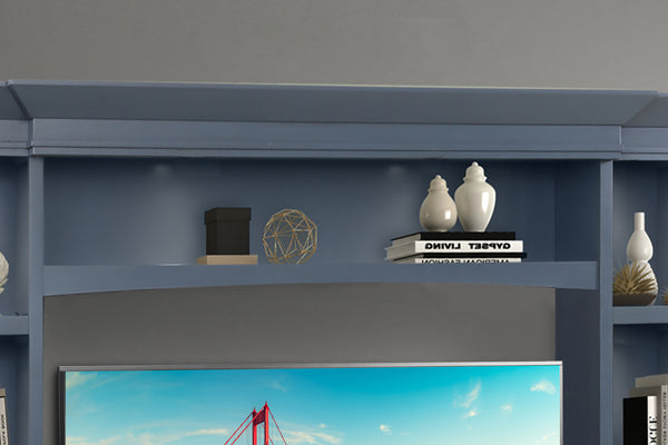 Americana Modern - Denim 92 In. TV Console with Hutch and LED Lights