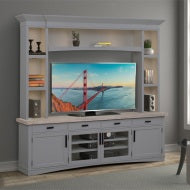 Americana Modern - Dove 92 In. TV Console with Hutch and LED Lights