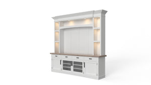 Americana Modern - Cotton 92 In. TV Console with Hutch Back Panel and LED Lights
