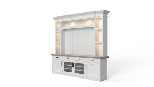 Americana Modern - Cotton 92 In. TV Console with Hutch Back Panel and LED Lights
