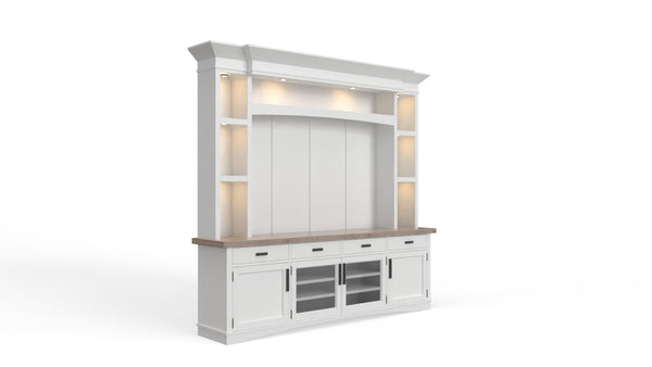 Americana Modern - Cotton 92 In. TV Console with Hutch Back Panel and LED Lights