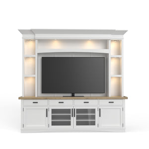 Americana Modern - Cotton 92 In. TV Console with Hutch Back Panel and LED Lights