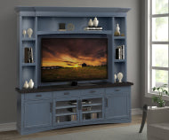 Americana Modern - Denim 92 In. TV Console with Hutch Back Panel and LED Lights