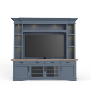 Americana Modern - Denim 92 In. TV Console with Hutch Back Panel and LED Lights