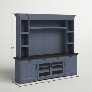 Americana Modern - Denim 92 In. TV Console with Hutch Back Panel and LED Lights