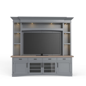 Americana Modern - Dove 92 In. TV Console with Hutch Back Panel and LED Lights