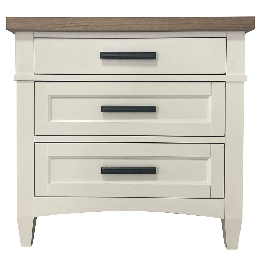 Americana Modern Bedroom 3 Drawer Nightstand with Charging Station