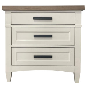 Americana Modern Bedroom 3 Drawer Nightstand with Charging Station