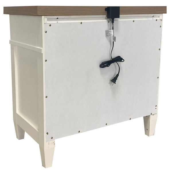 Americana Modern Bedroom 3 Drawer Nightstand with Charging Station