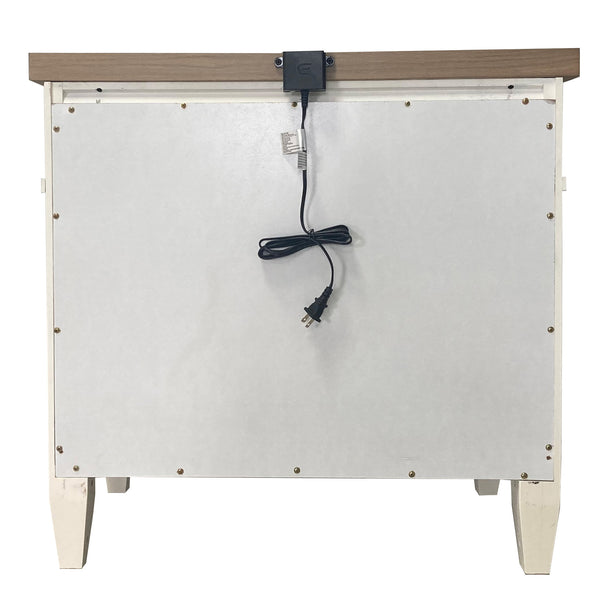 Americana Modern Bedroom 3 Drawer Nightstand with Charging Station
