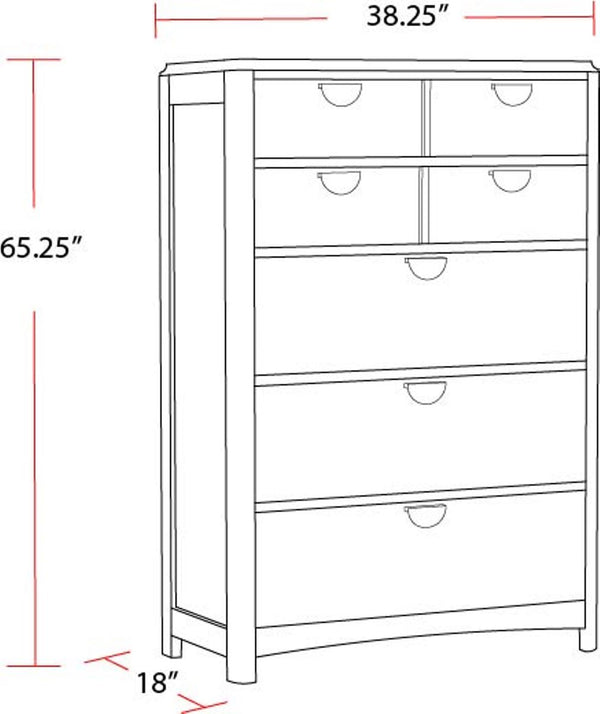 Escape - Bedroom 5 Drawer Chest with Cedar Bottom
