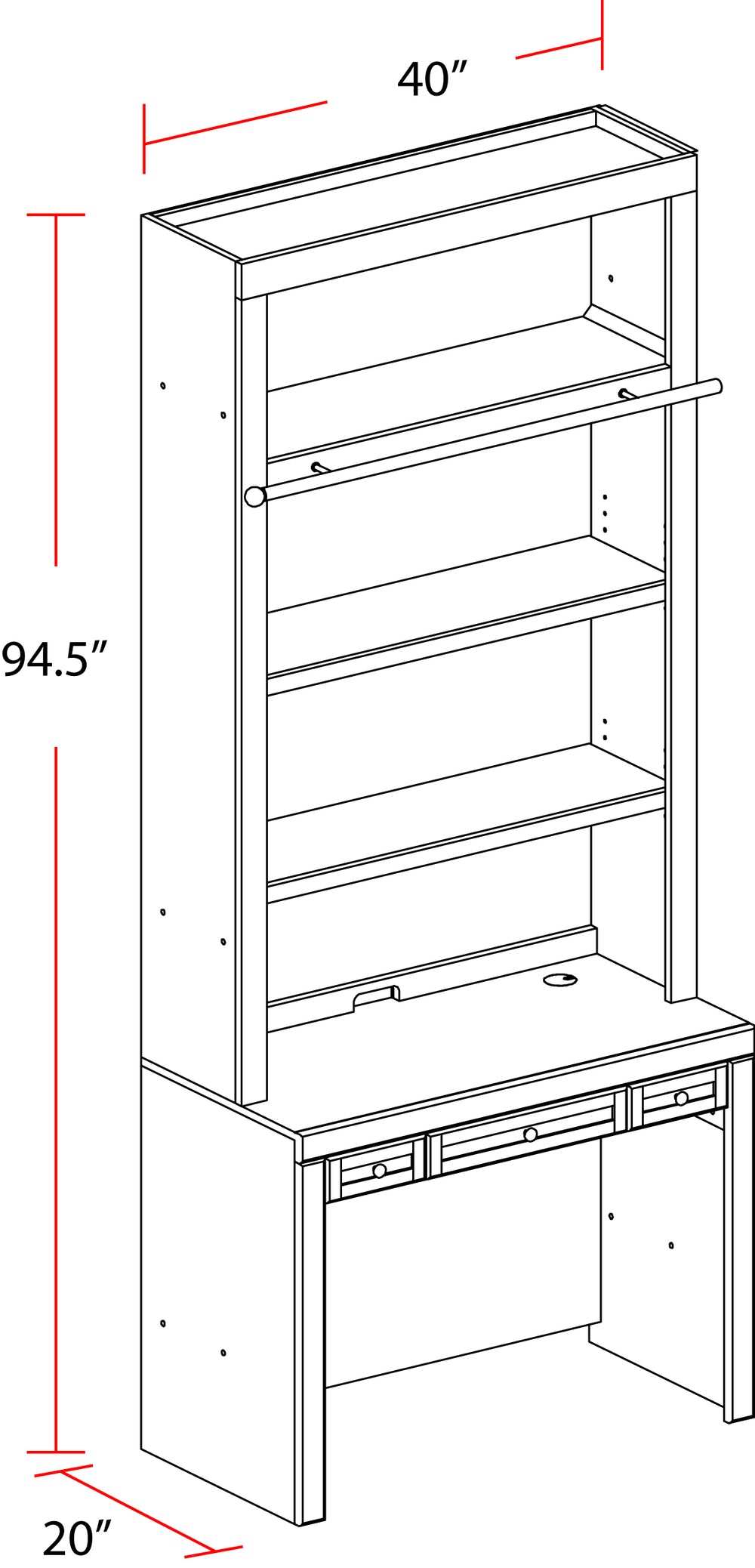 Catalina 40 In. Library Hutch