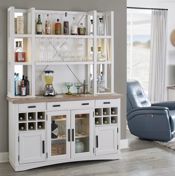 Americana Modern Dining 66 In. Buffet and Hutch with Quartz Insert