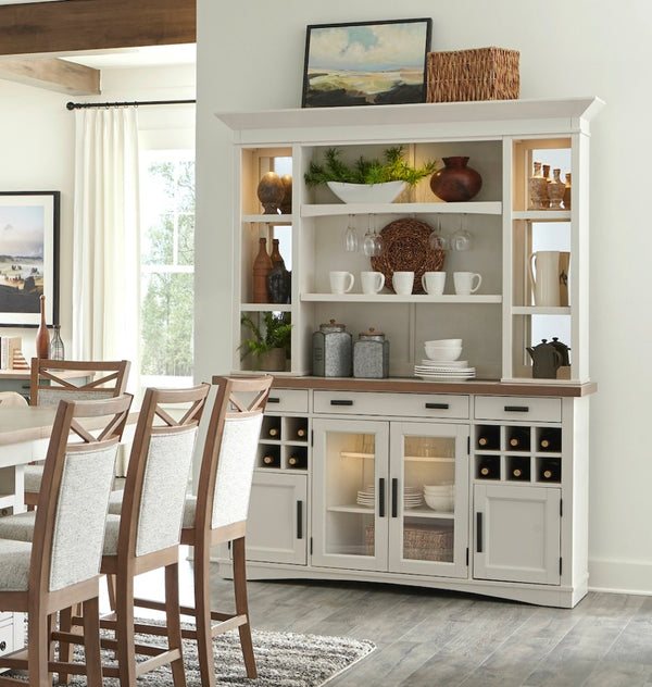 Americana Modern Dining 69 In. Buffet and Hutch with Quartz Insert