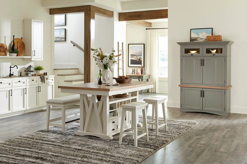 Americana Modern Dining 72 In. Island Counter-Height Extendable Dining Table