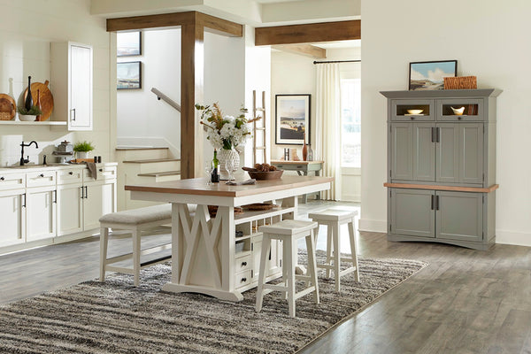 Americana Modern Dining 72 In. Island Counter-Height Extendable Dining Table