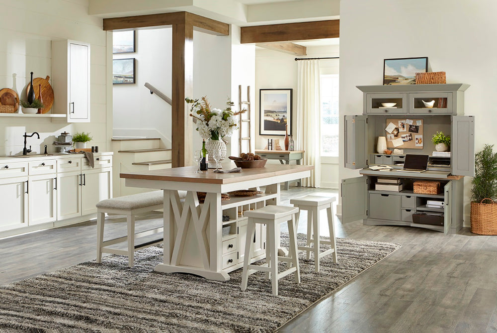 Americana Modern Dining 72 In. Island Counter-Height Extendable Dining Table