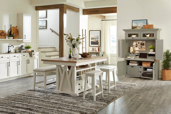 Americana Modern Dining 72 In. Island Counter-Height Extendable Dining Table