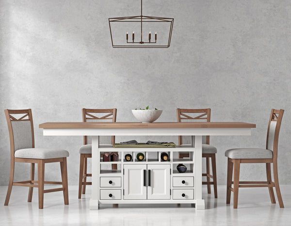 Americana Modern Dining 72 In. Island Counter-Height Extendable Dining Table