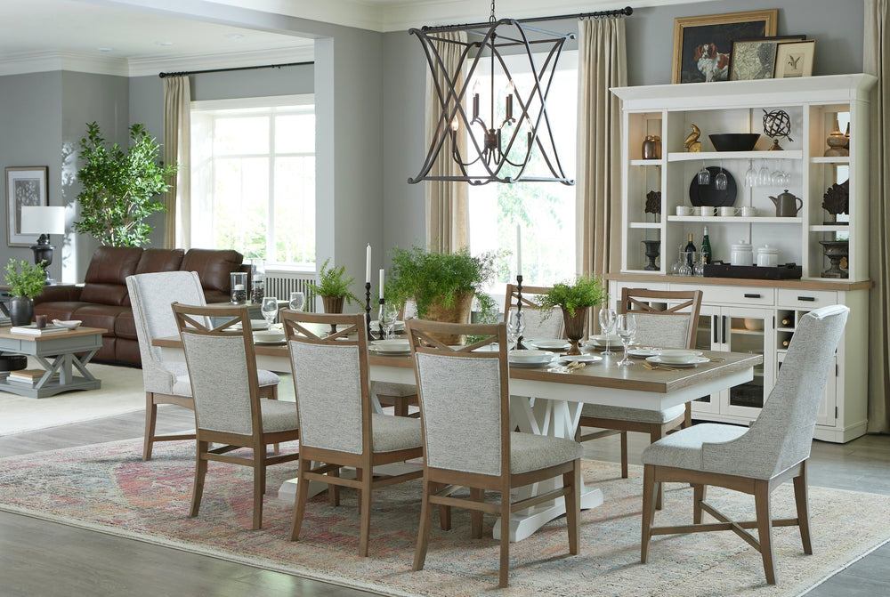 Americana Modern Dining 88 In. Trestle Extendable Dining Table