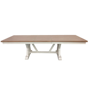 Americana Modern Dining Extendable Trestle Table with 8 Upholstered Chairs