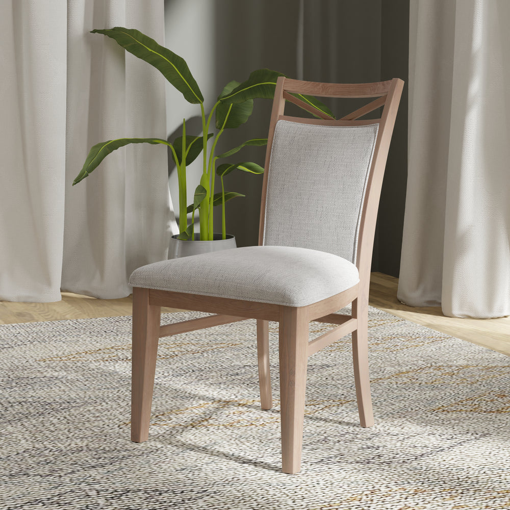 Americana Modern Dining 48 In. Round Extendable Dining Table and 4 Upholstered Chairs