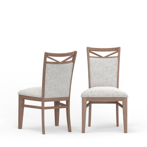 Americana Modern Dining 48 In. Round Extendable Dining Table and 4 Upholstered Chairs