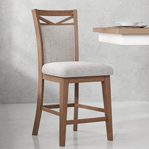 Americana Modern Dining Island Counter Height Table with 6 upholstered chairs