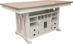 Americana Modern Dining Island Counter Height Table with 6 upholstered chairs