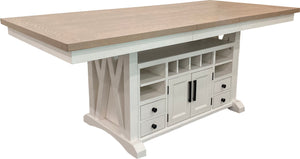 Americana Modern Dining Island Counter Height Table with 6 upholstered chairs