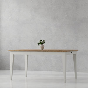 Americana Modern Dining Rectangular Extendable Dining Table with 6 Upholstered Dining Chairs