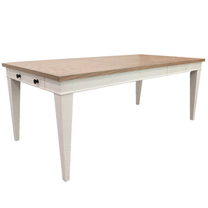 Americana Modern Dining Rectangular Extendable Dining Table with 6 Upholstered Dining Chairs