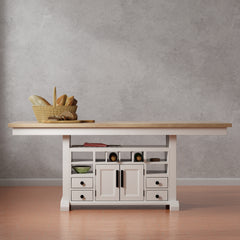 Americana Modern Dining Island Counter Height Table with 8 upholstered chairs