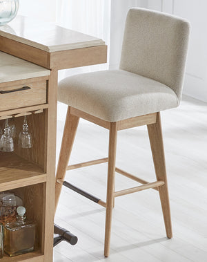 Escape - Dining 78" Bar with 2 upholstered swivel barstools