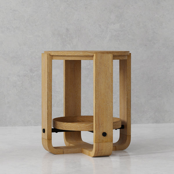 Escape Round End Table with Shelf