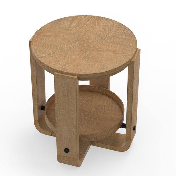 Escape Round End Table with Shelf