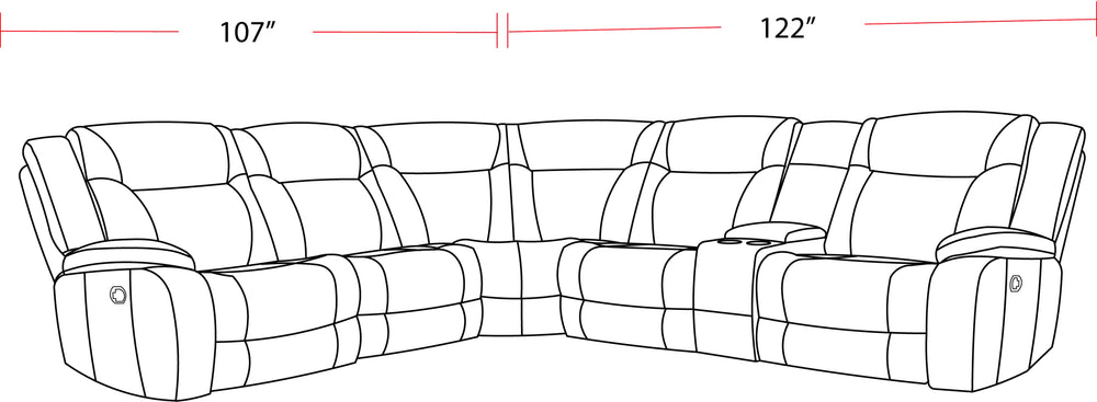 Blake - Desert Taupe 6 Piece Modular Reclining Sectional and Entertainment Console
