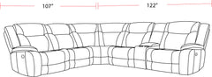 Blake - Desert Taupe 6 Piece Modular Reclining Sectional and Entertainment Console