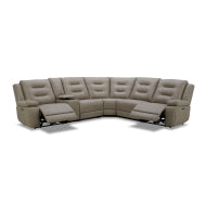 Caldwell - Tahoe Fog 6 Piece Modular Power Reclining Sectional with Power Adjustable Headrests